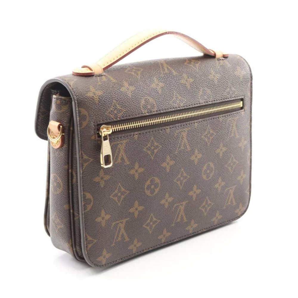 Louis Vuitton Leather Monogram Metis Brown Canvas Pochette Handbag